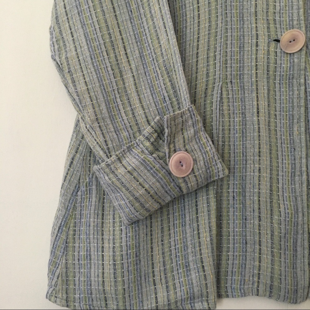 Flax Striped Unstructured Linen 3-Button Blazer J… - image 4